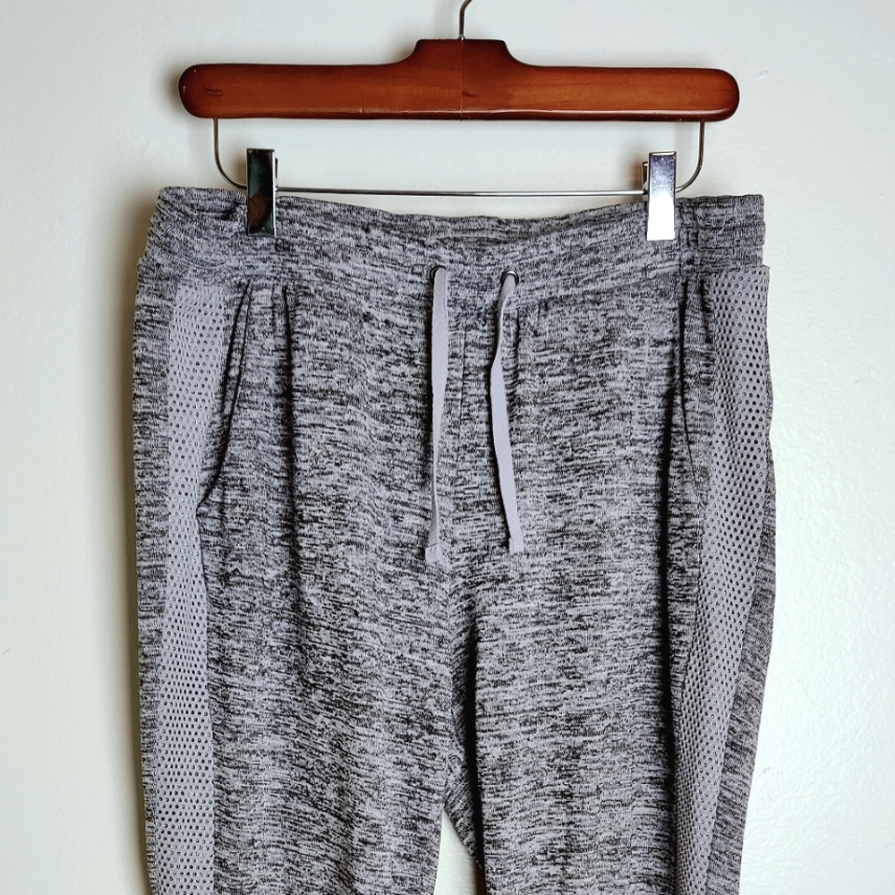St. John's Bay Gray Marble Knit Side Stripe Drawstring Lounge Track Pants, L